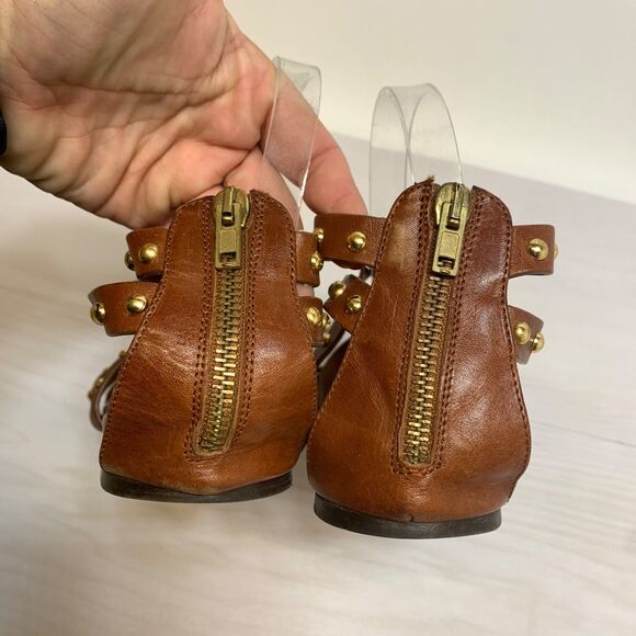 Loaffler Randall Gladiator Sandals Womens Size 10 Brown Studded Strappy - Picture 4 of 10